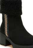 Woolly Faux Fur & Embroidery Detail Boots