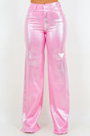 Metallic Wide Leg jean in Pink - Inseam 32