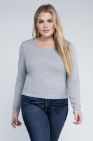 Plus Classic Ribbed Round Neck Long Sleeve