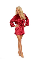 Elegant Moments Charmeuse Kimono Robe With 3/4 Sleeves And Detachable Belt