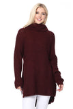 Turtleneck Oversized Waffle Knit Tunic Sweater