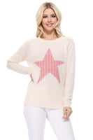 Cute Star Jacquard Round Neck Pullover Sweater