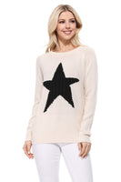 Cute Star Jacquard Round Neck Pullover Sweater