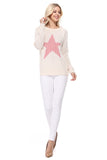 Cute Star Jacquard Round Neck Pullover Sweater