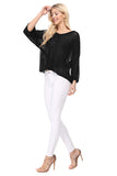 Open Back Sheer Batwing Sleeve Stretch Knit Top