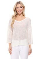 Open Back Sheer Batwing Sleeve Stretch Knit Top