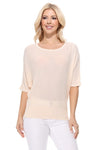 Half Dolman Sleeve Sheer Cool Knit Sweater Top