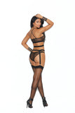 Elegant Moments Mesh Bralette, Panty And Garter Belt