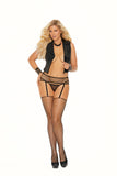 Elegant Moments Fence Net Garter Belt With Matching Stockings