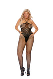 Elegant Moments Crochet Bodystocking With Halter Neck And Open Crotch,