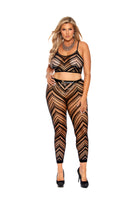 Elegant Moments Zig Zag Crochet Net Cami Top And Matching Leggings