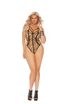 Elegant Moments Sheer Leopard Teddy With Strappy Detail