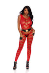 Elegant Moments Crochet Footless Bodystocking With Open Crotch