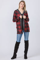 Buffalo Plaid Hooded Cardigan