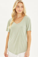 Knit Solid Jersey Basic V-Neck T-Shirt