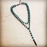 Double Lariat Turquoise Necklace w/ Copper Feather