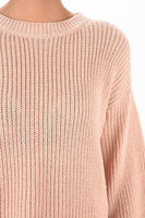 Puff Bell Sleeve Waffle Knit Pullover Sweater Top