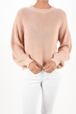 Puff Bell Sleeve Waffle Knit Pullover Sweater Top