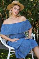 Off the Shoulder Three Layers Ruffle Dress