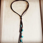 Brown Lasso Necklace with Turquoise Accents