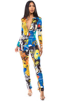 SEXY MULTI PRINT JUMPSUIT