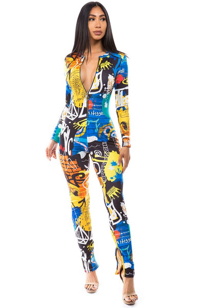 SEXY MULTI PRINT JUMPSUIT