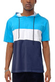 SOLID COLOR BLOCK SHORT SLEEVE HOODIE