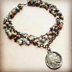 Amazonite Collar Necklace with Indian Head Coin