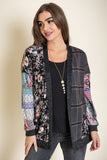 Mix Fabric Open Cardigan