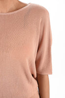 Half Dolman Sleeve Sheer Cool Knit Sweater Top