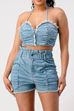 DENIM 2PC SHORT SET