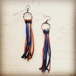 Deer Skin Tassel Earring Tan and Navy