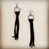 Deer SKin Leather Tassel Earring Black