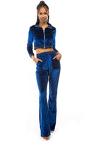 TWO PIECE VELVET PANT SET