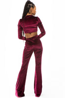 TWO PIECE VELVET PANT SET