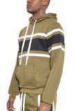 SOLID WITH THREE STRIPE PULLOVER HOODIE