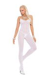 Elegant Moments Opaque Bodystocking With Spaghetti Straps And Open Crotch