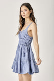 Side Tassel Strap Tiered Polka Dot Dress