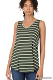 Stripe Sleeveless V-Neck Top