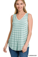 Stripe Sleeveless V-Neck Top