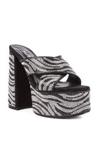 SINFUL HIGH PLATFORM PATTERNED DIAMANTE SLIDES