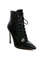 ESCALA CROC LACE-UP STILETTO BOOT