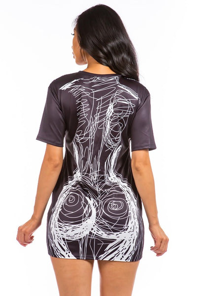 SEXY GRAPHIC T-SHIRT DRESS