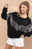 Rhinestone Fringe Pullover Top