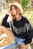 Rhinestone Fringe Pullover Top