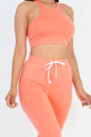 Crop Top & Ruched Drawstring Pants Set