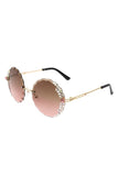 Round Rimless Circle Rhinestone Women Sunglasses