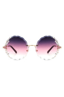 Round Rimless Circle Rhinestone Women Sunglasses