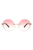 Round Rimless Circle Rhinestone Women Sunglasses