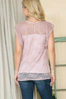 Stretch Lace Flutter Sleeve Top